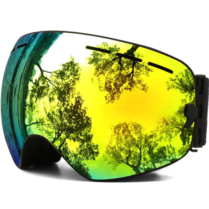 JULI Eyewear نظارات جولى للتزلج، نظارات رياضية شتوية للثلوج مع حماية من الضباب وأشعة UV عدسات كروية مزدوجة قابلة للتبديل للرجال والنساء والشباب للتزلج على الثلج والتزحلق على الجليد باللون الذهبي - Image 1